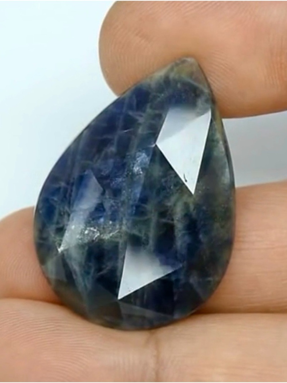 51ct Blue Sapphire‼️ BLUE Yellow Gray loose Pear Pendant necklace - Picture 8 of 16